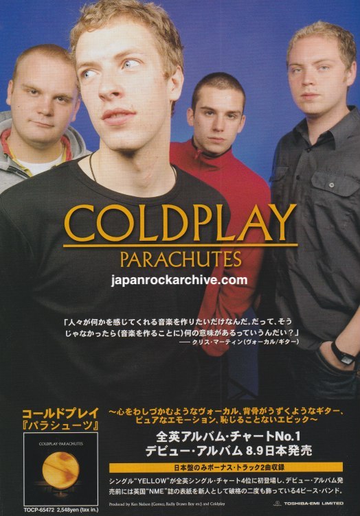 Coldplay 2000/09 Parachutes Japan album promo ad