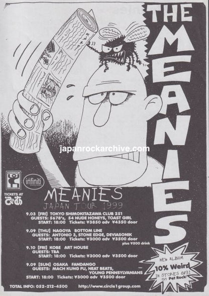 The Meanies 1999 Japan tour concert flyer