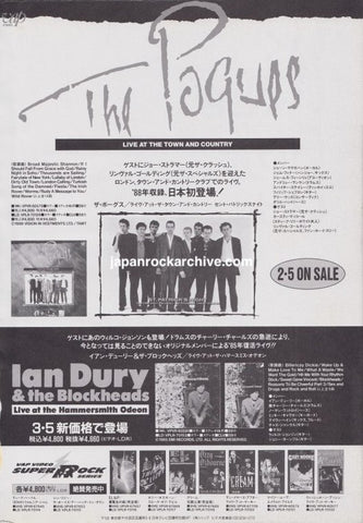 The Pogues 1991 Live at the Town and Country Japan promo ad - vintage Japanese magazine b&w advertisement VAP