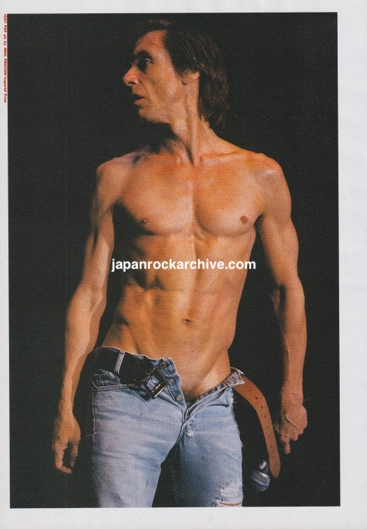 Iggy Pop 1991/03 Japan music press clipping pinup - vintage Japanese magazine color photo shirtless studio shot