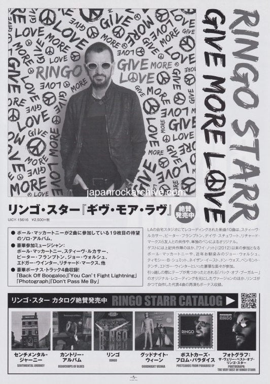 Ringo Starr 2019 Japan album / tour concert gig flyer handbill