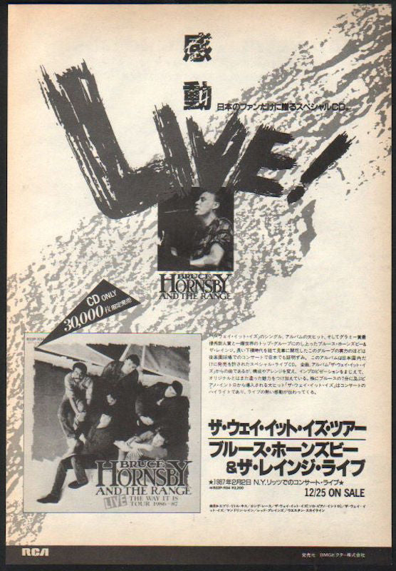 Bruce Hornsby And The Range 1988/02 Live The Way It Is Tour Japan album promo ad