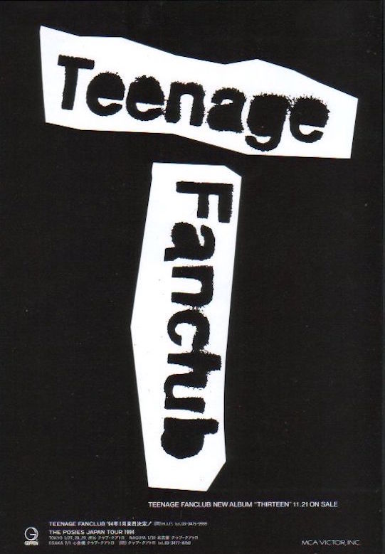 Teenage Fanclub 1993/11 Thirteen Japan album promo ad